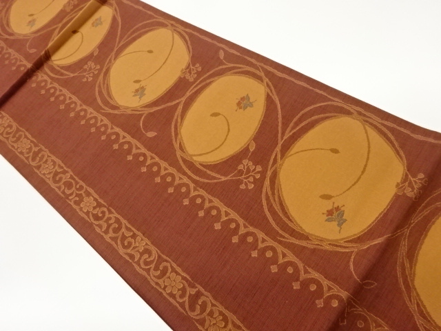 JAPANESE FUKURO OBI / WOVEN FLORAL PLANTS